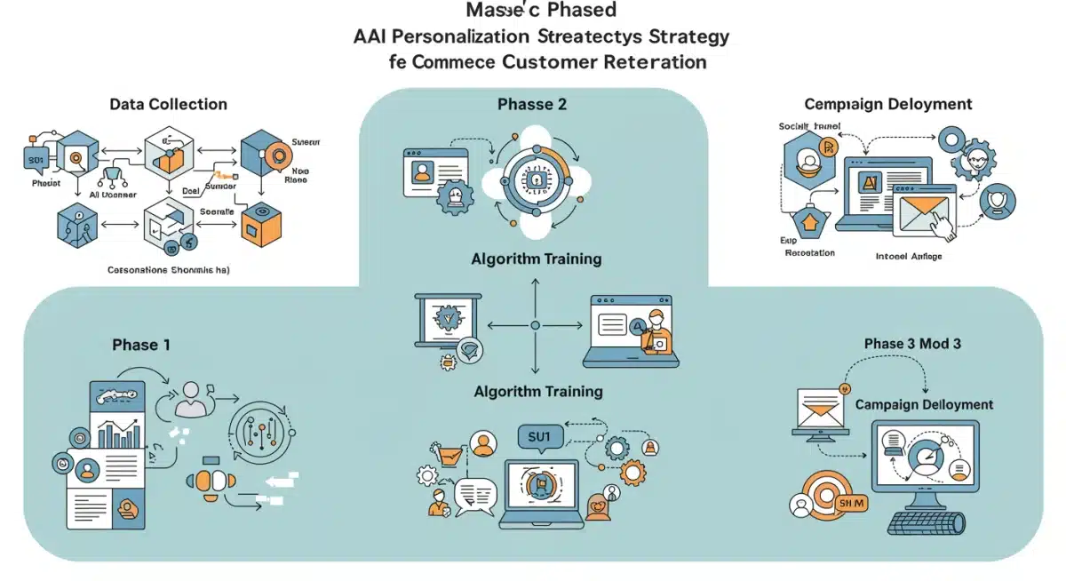 Three-month AI personalization strategy flowchart for e-commerce retention.