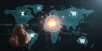 Futuristic blockchain e-commerce supply chain network global transparency