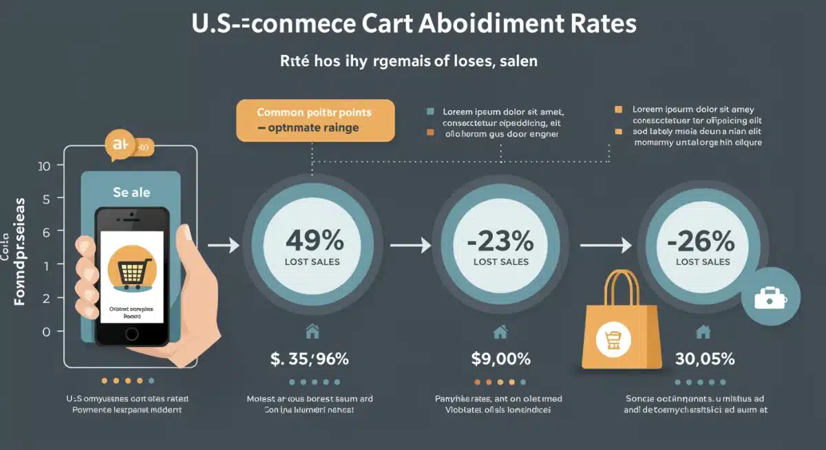 Infographic detailing common cart abandonment reasons in U.S. e-commerce, including complex forms and slow loading times.