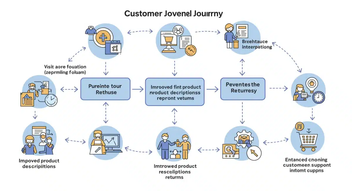 Customer journey flowchart showing return prevention strategies.