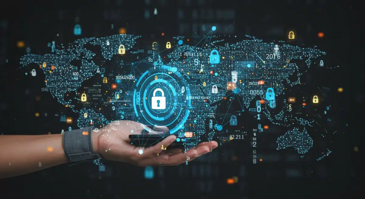 Advanced cybersecurity network protecting e-commerce transactions.