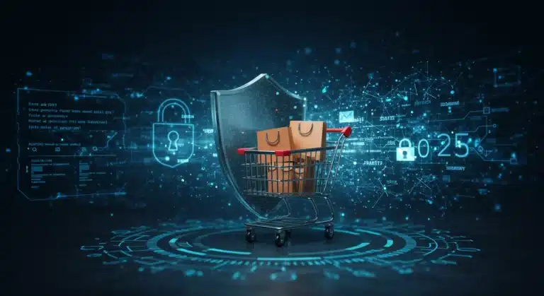 Digital shield protecting e-commerce cart from cyber threats