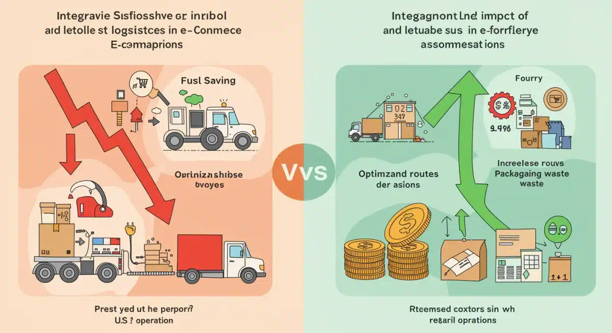 Infographic comparing financial impact of sustainable logistics versus traditional logistics in e-commerce for U.S. retailers.