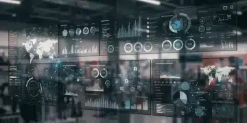 Futuristic retail analytics dashboard showing cross-channel customer journey tracking