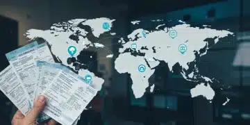 Global e-commerce network with shipping lanes targeting the US, representing cross-border trade challenges and growth.