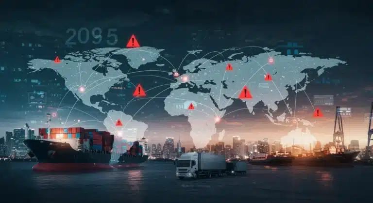 Global supply chain network with data visualization and resilience strategies