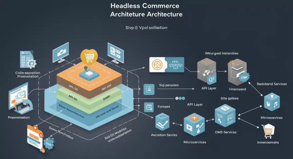 Headless commerce architecture diagram showing API connections