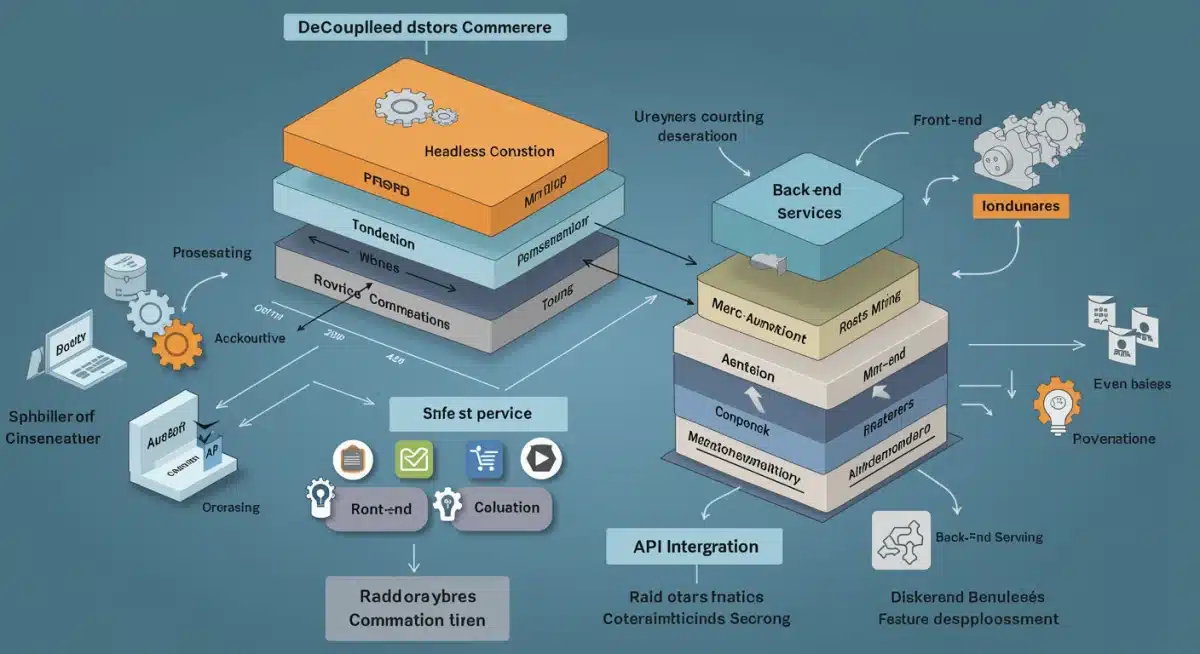 Decoupled headless commerce architecture showing API-driven integration for agility