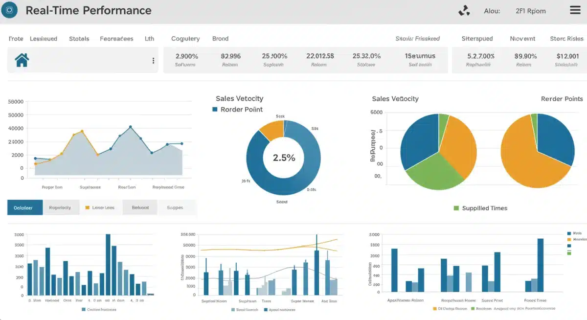 Real-time inventory dashboard showing stock levels and sales data.