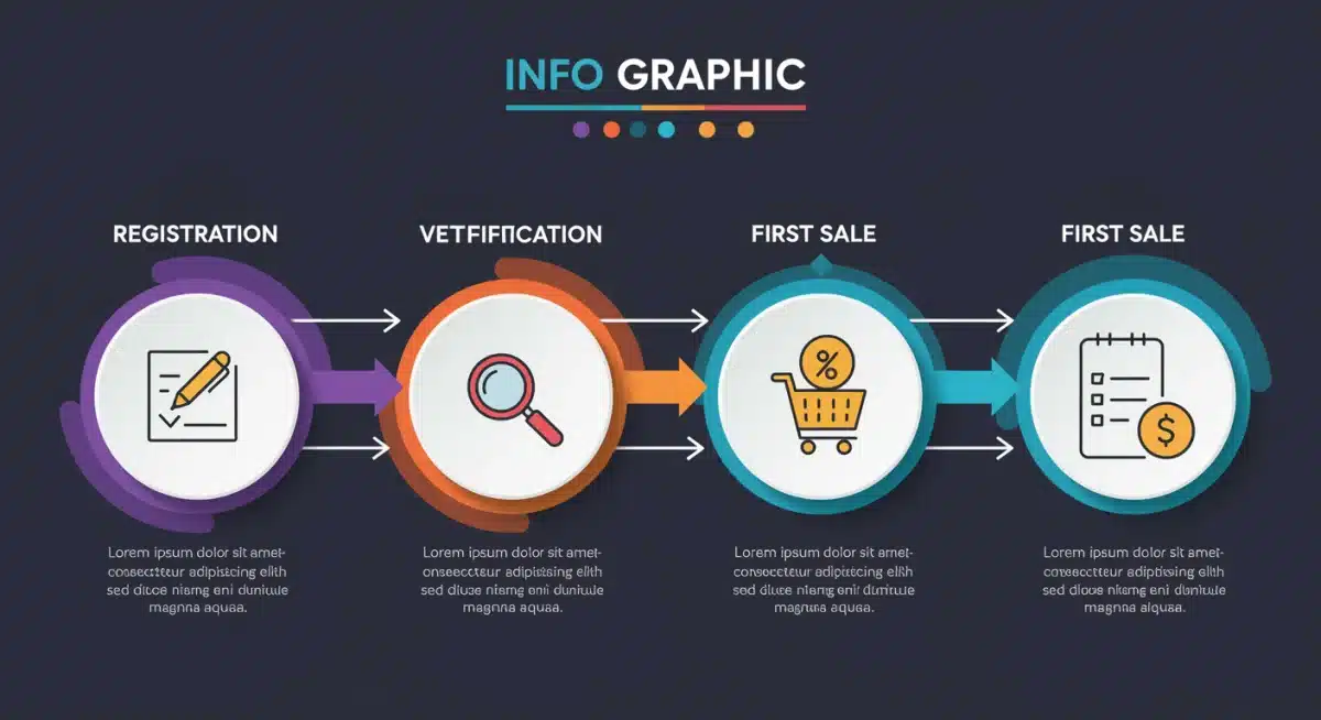 Visual representation of the typical seller onboarding journey on e-commerce platforms.