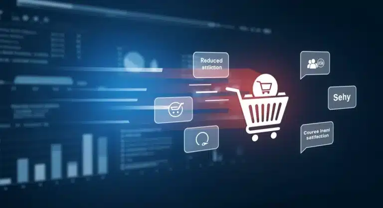 Illustration of a streamlined checkout process leading to successful online purchase