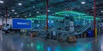 Walmart's advanced fulfillment center showcasing automated sorting and efficient package handling for faster deliveries.