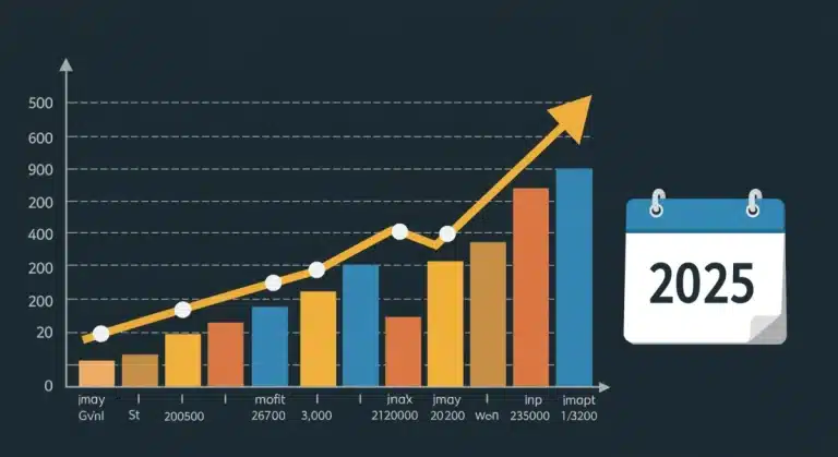 Graph showing profit margins with Walmart logo and 2025 calendar icon, symbolizing fee changes.