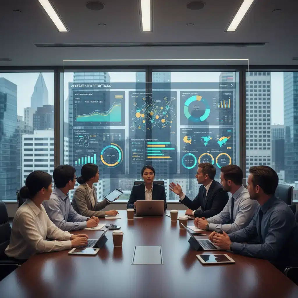 Retail executives analysing AI-generated customer segmentation data