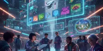 US consumers navigating a futuristic online marketplace, illustrating evolving shopping habits and digital trends for 2026.