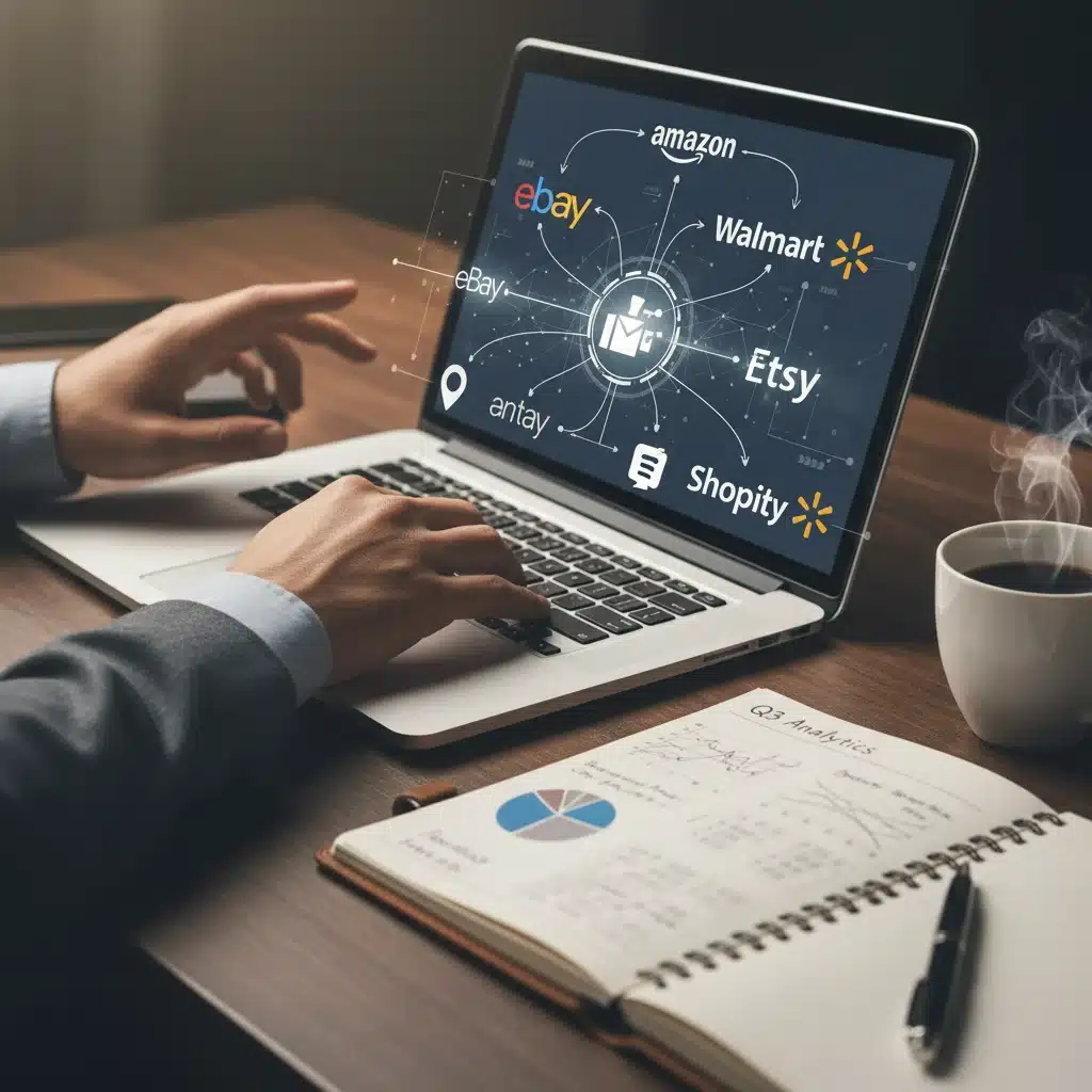 E-commerce seller analysing marketplace data and making strategic decisions.