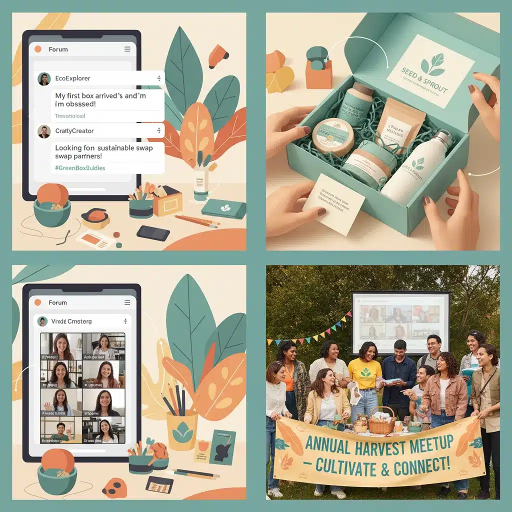 Diverse community engaging with a subscription service, illustrating brand loyalty and shared experiences.
