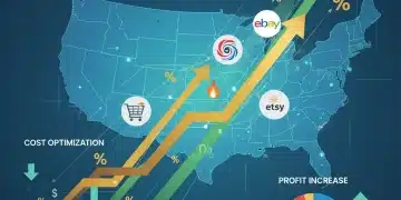 Infographic showing US marketplace fees optimization strategies for 2026, with profit growth icons.