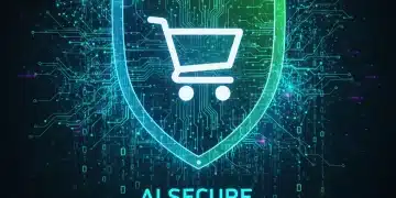 Advanced AI cybersecurity shield protecting e-commerce data in 2026