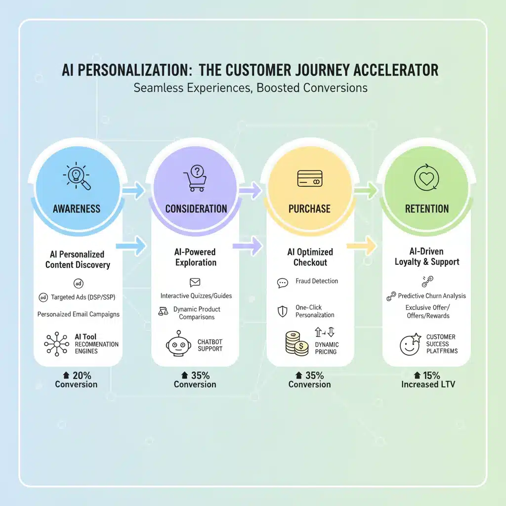 AI personalisation strategies across the e-commerce customer journey