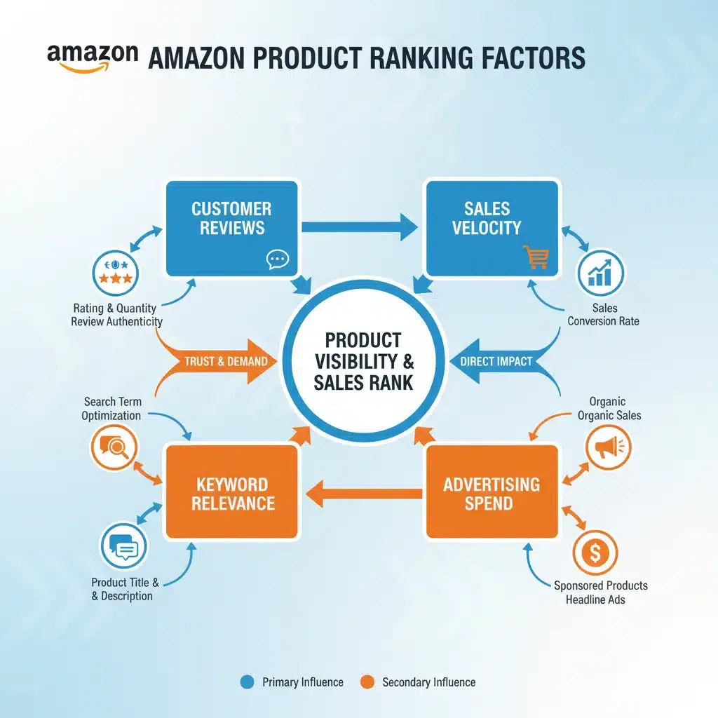 Amazon ranking factors infographic customer reviews sales velocity