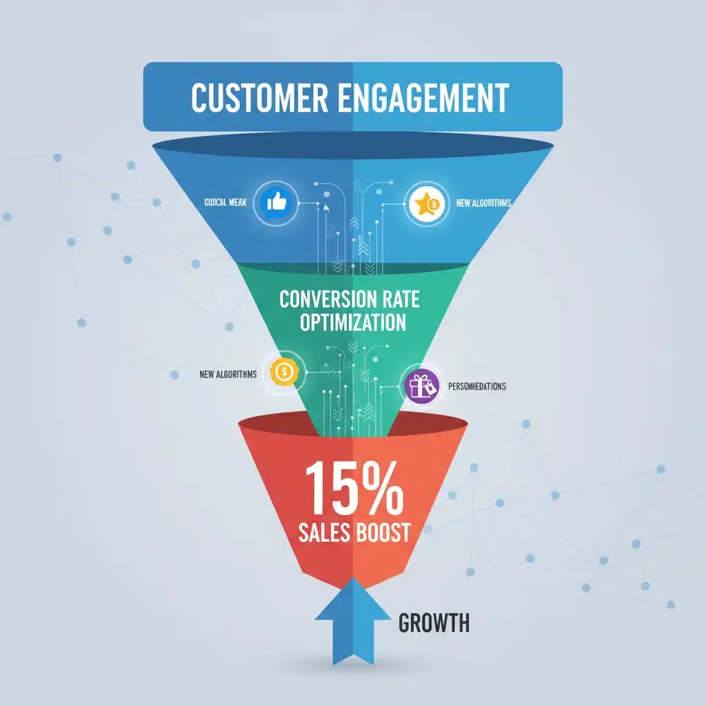Infographic detailing customer engagement leading to sales boost through algorithm optimization