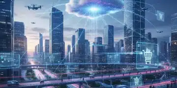 Edge computing network optimizing e-commerce performance for 2026 peak seasons with rapid data processing.