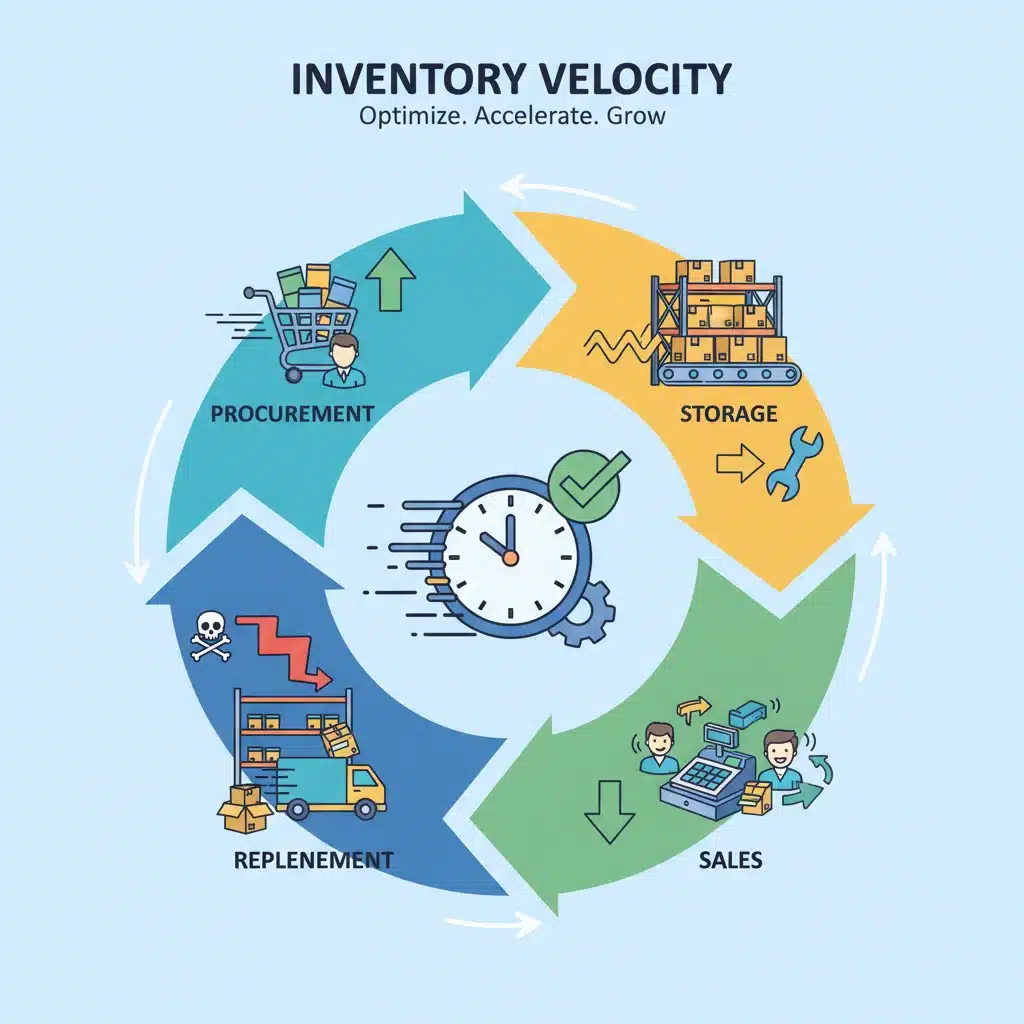 Infographic illustrating efficient inventory turnover rate and its impact on profitability.